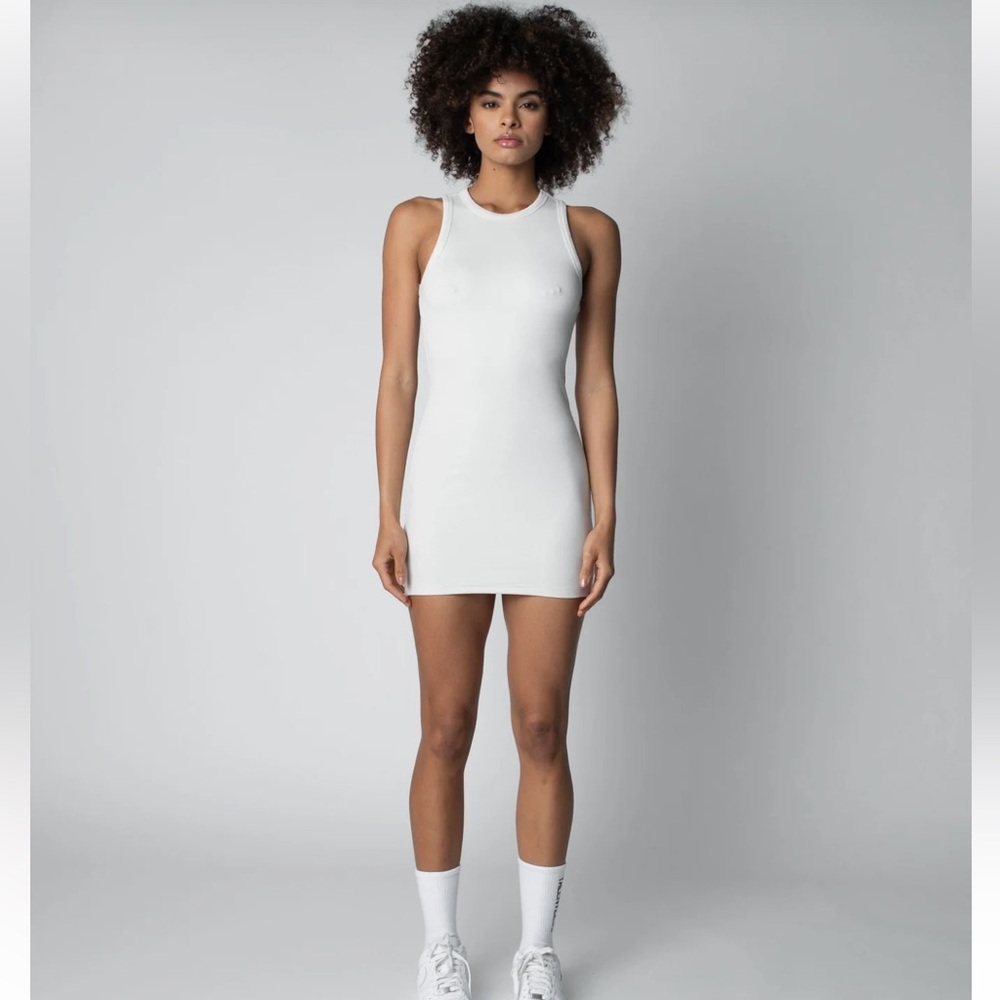 TALENTLESS White Sleeveless Halter Bodycon Dress | Bone